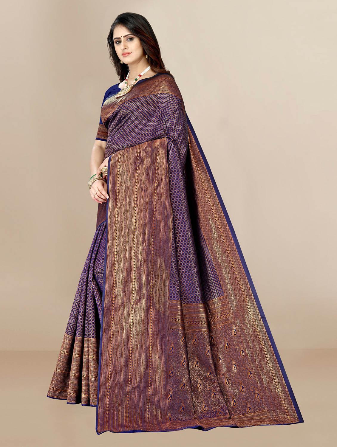 women's self design purple colored saree with blouse - 19717840 - Standard Image - 1