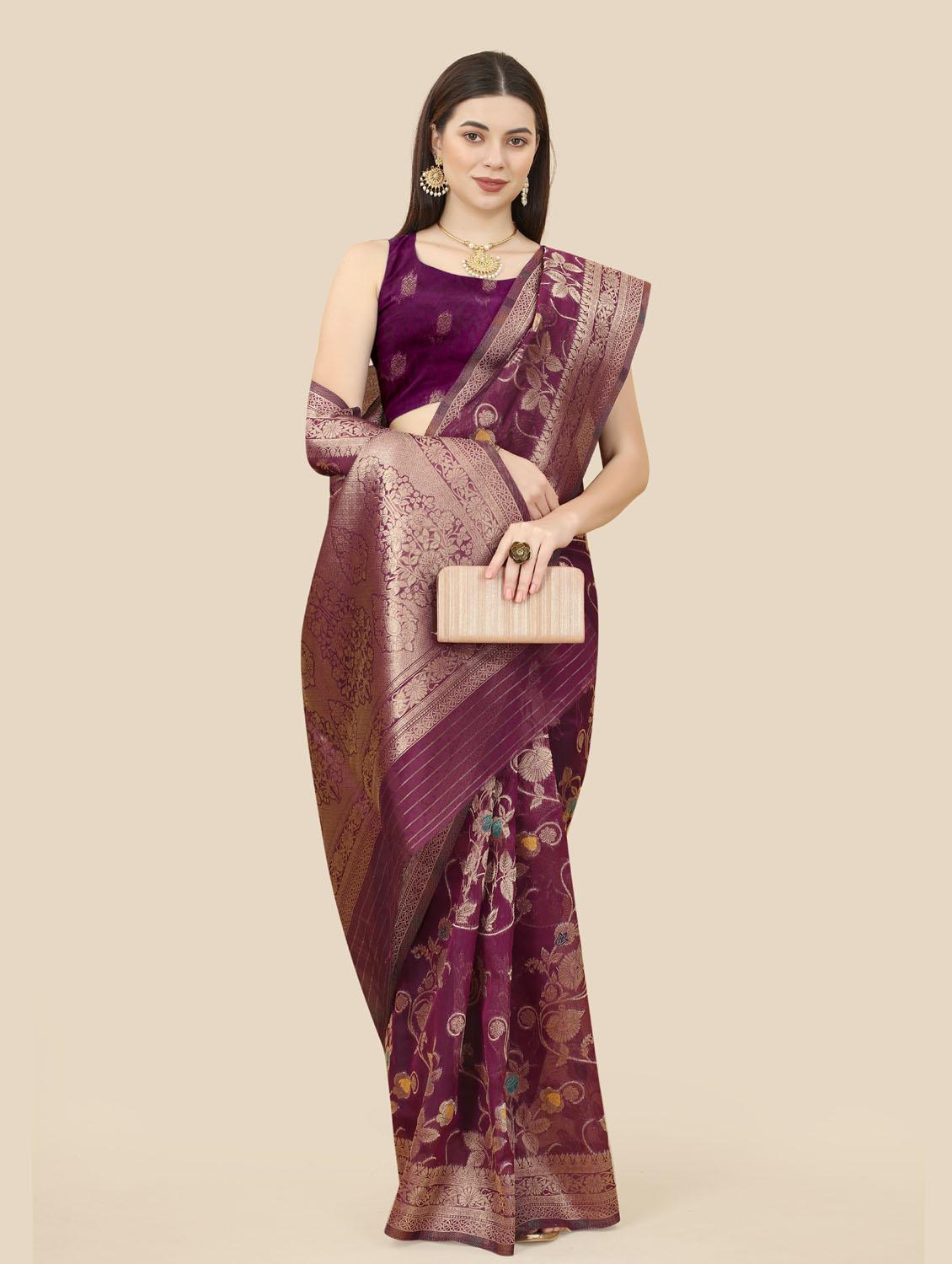 self designed woven saree with blouse - 19717878 - Standard Image - 1