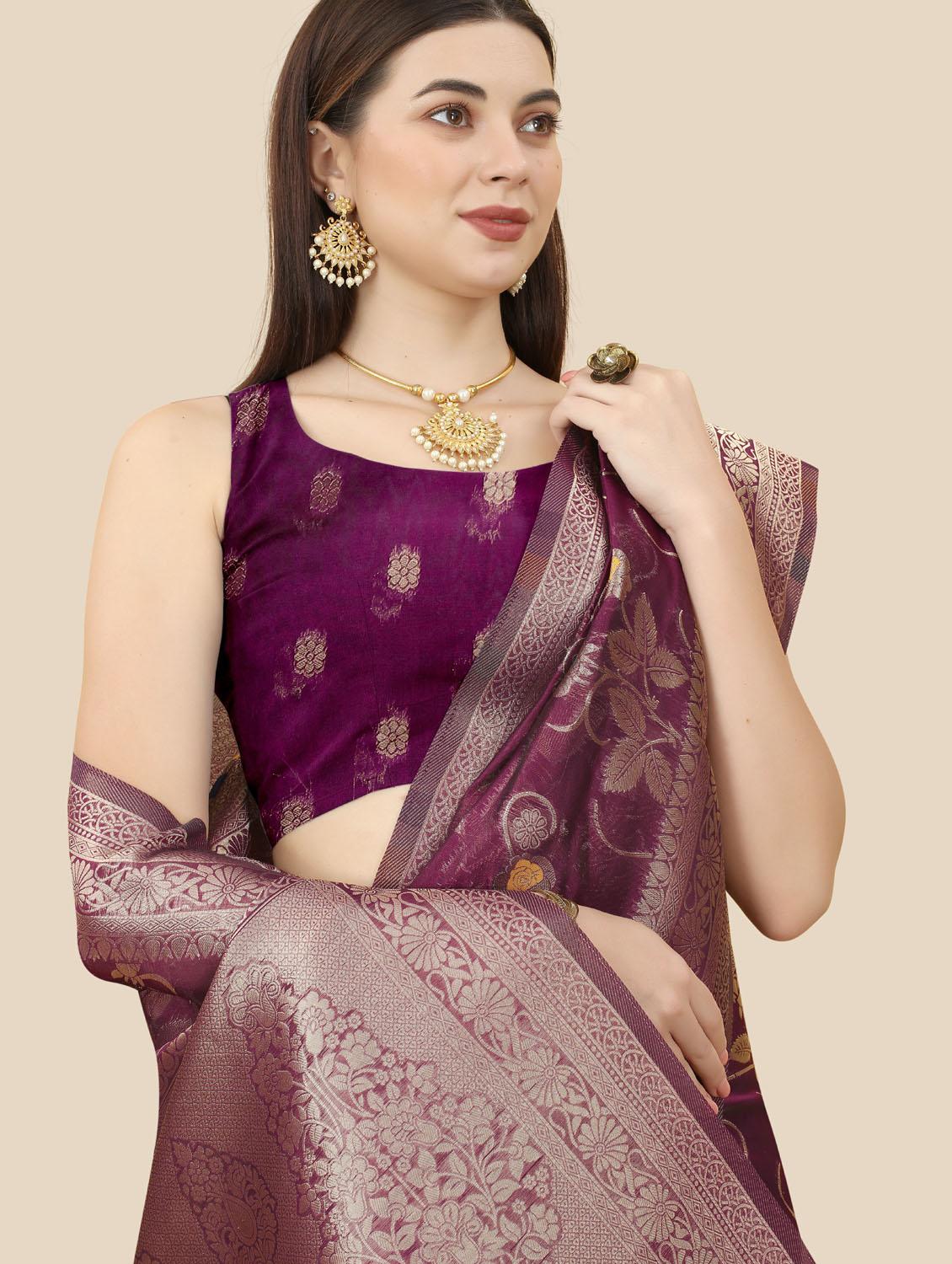 self designed woven saree with blouse - 19717878 - Standard Image - 4