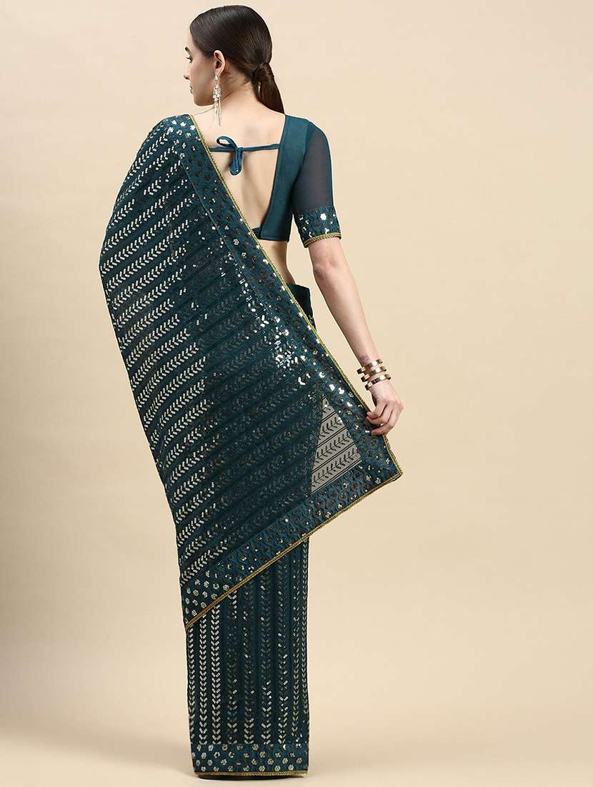 women's self design blue colored saree with blouse - 19717945 -  Standard Image - 1