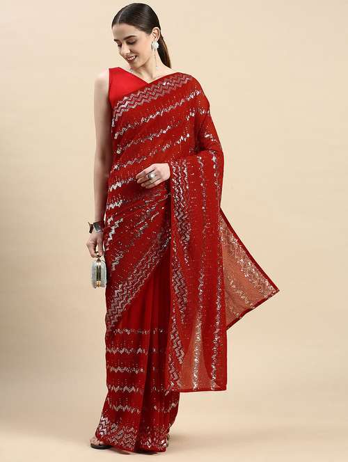 women sequined work saree with blouse - 19717956 -  Standard Image - 0