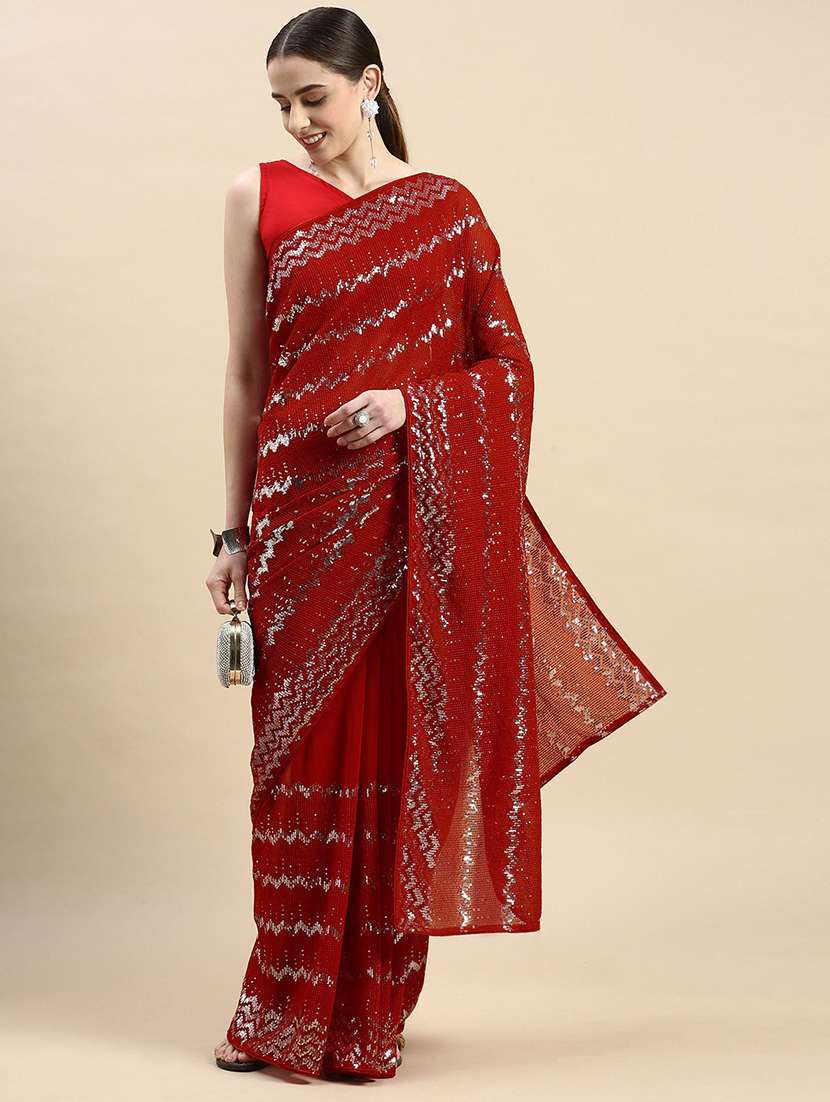women sequined work saree with blouse - 19717956 -  Zoom Image - 0