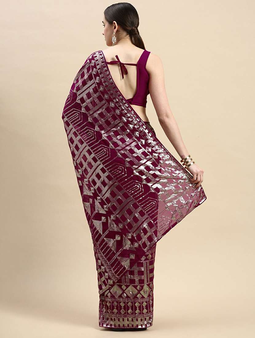 women's self design magenta colored saree with blouse - 19717965 -  Standard Image - 1
