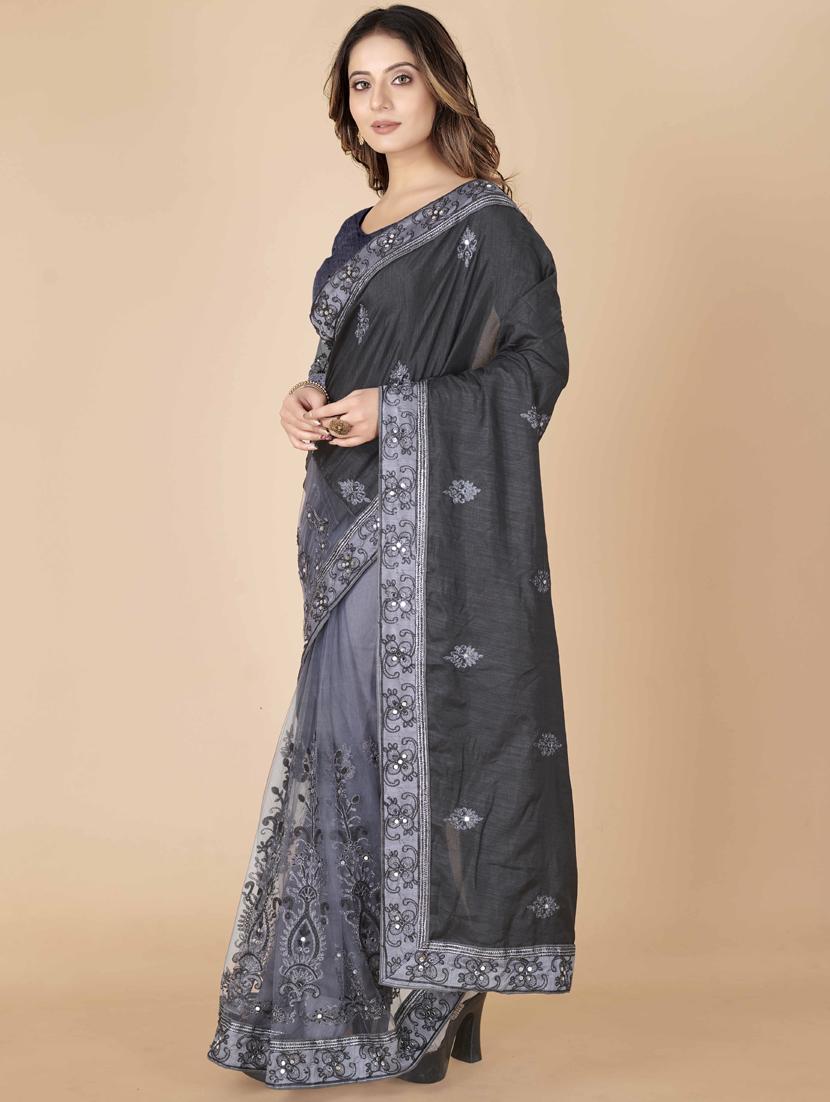 self designed embroidered woven saree with blouse - 19718488 - Standard Image - 1