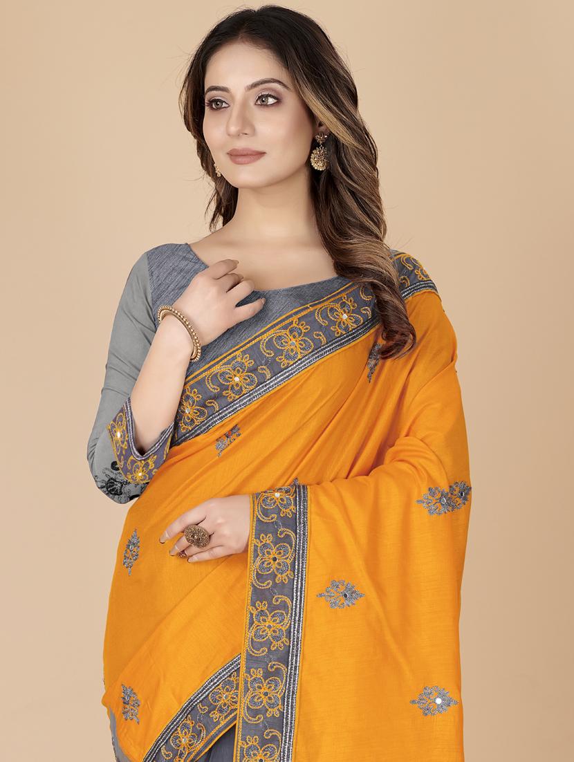 self designed half and half embroidered saree with blouse - 19718489 - Standard Image - 4