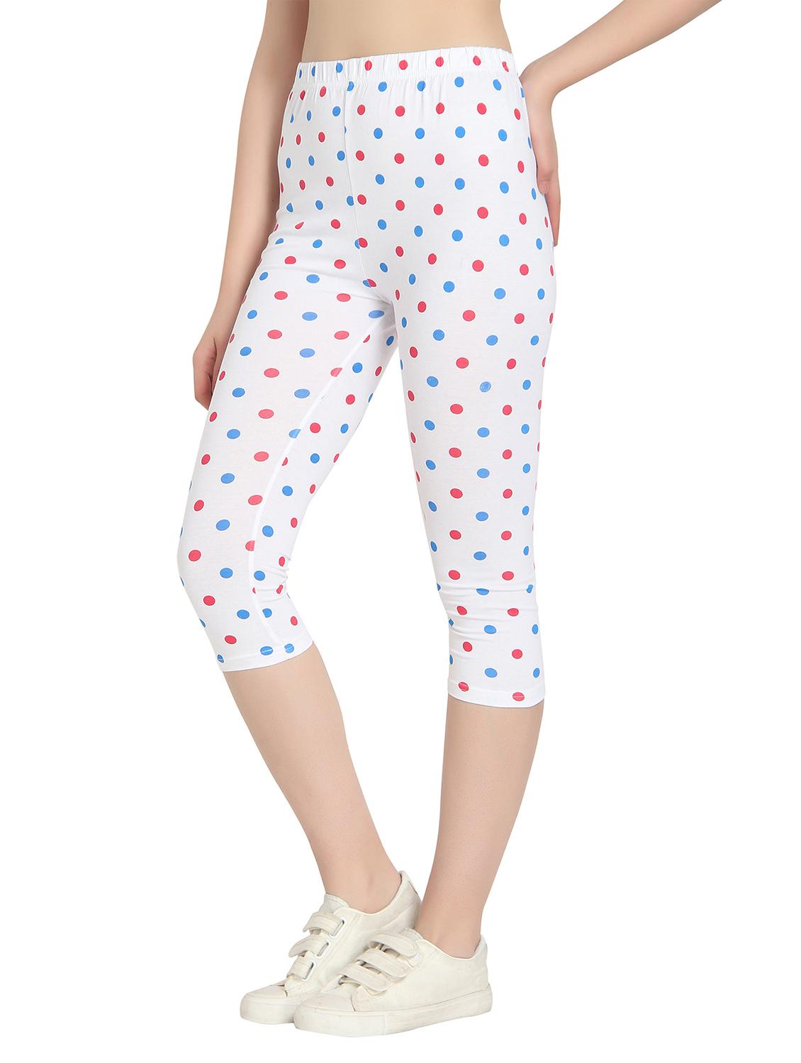 white polka doted regular capri legging - 19719179 - Standard Image - 1