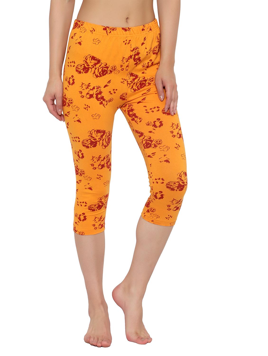 yellow printed regular capri legging - 19719184 - Standard Image - 1