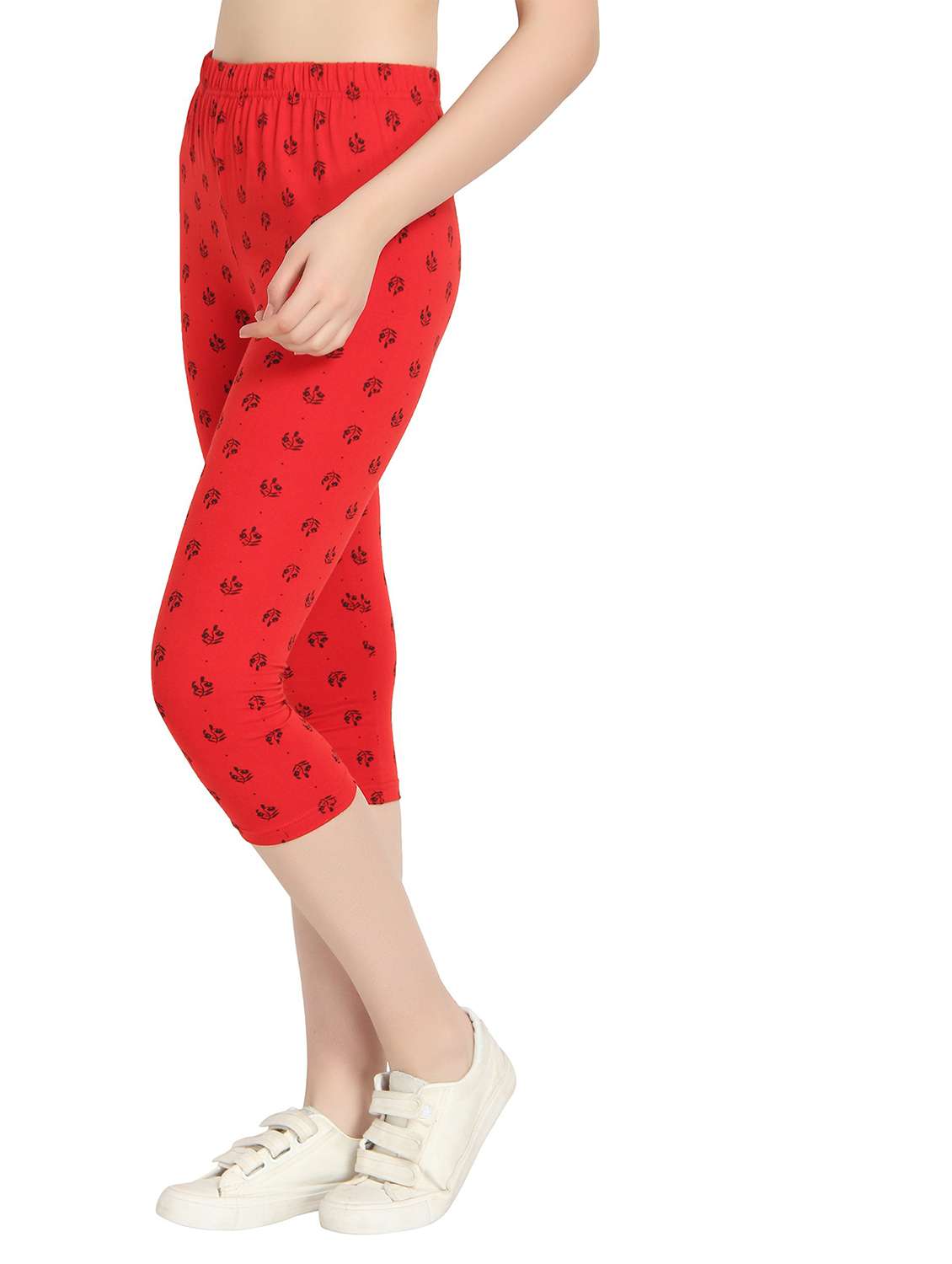 red printed regular capri legging - 19719192 -  Standard Image - 1