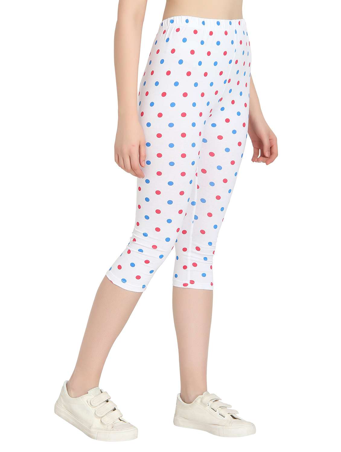 white polka doted regular capri legging - 19719197 -  Standard Image - 1