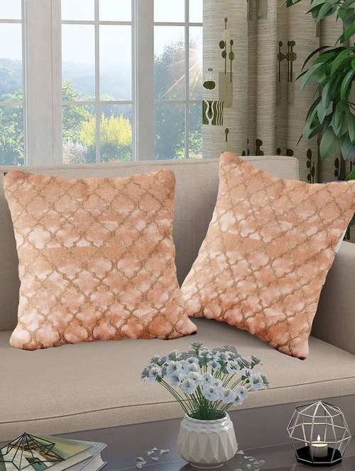 indhome life silk cushion cover 16x16 embroidered, fancy cusion covers for living room outdoor-  (set of 2 pcs)