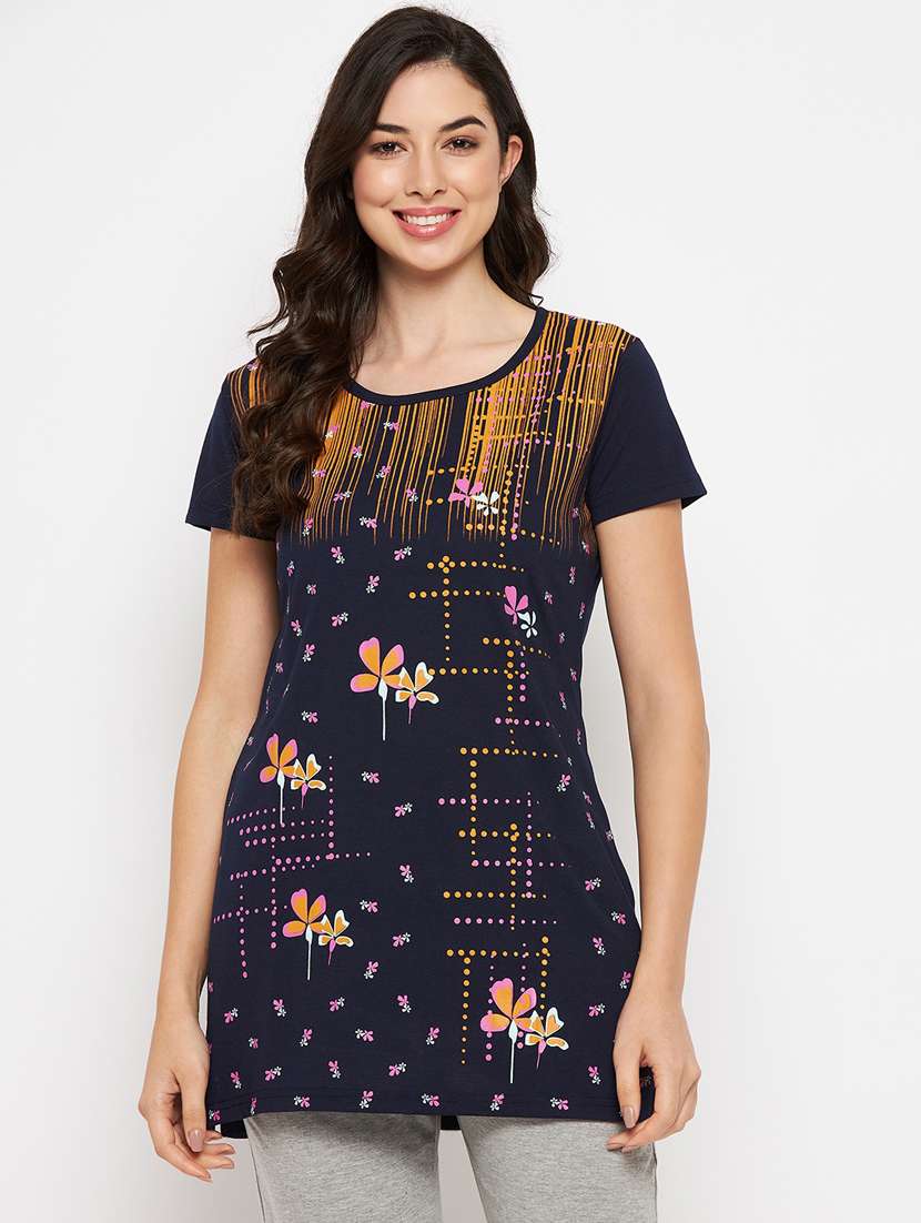 navy blue cotton regular tshirt