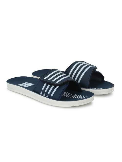 navy leatherette slip on flip flops - 19720502 -  Standard Image - 0