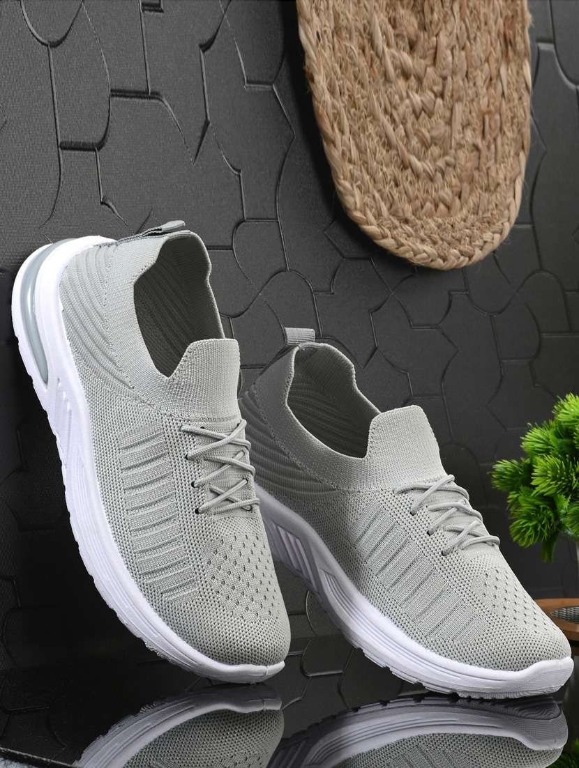 grey solid slip on casual shoe