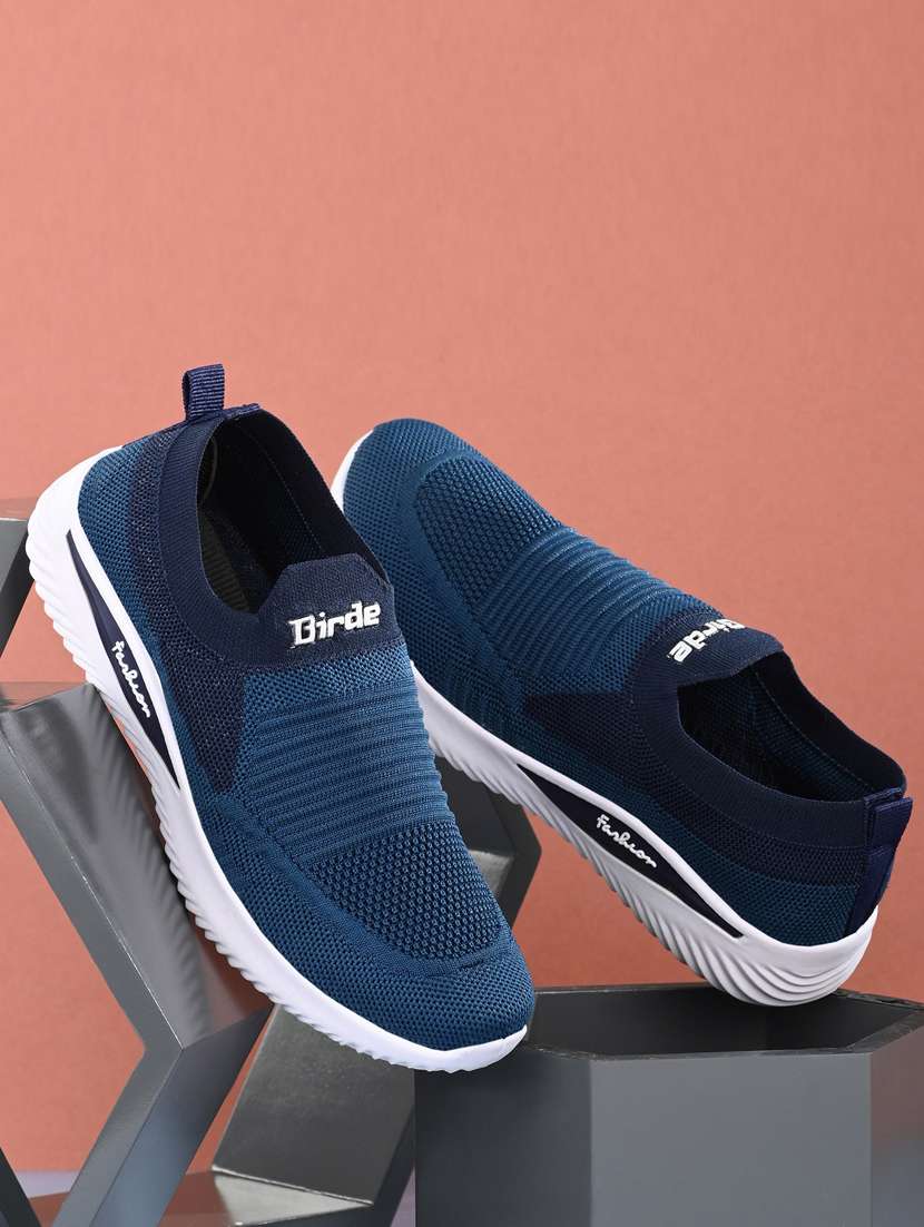 blue solid slip on shoe