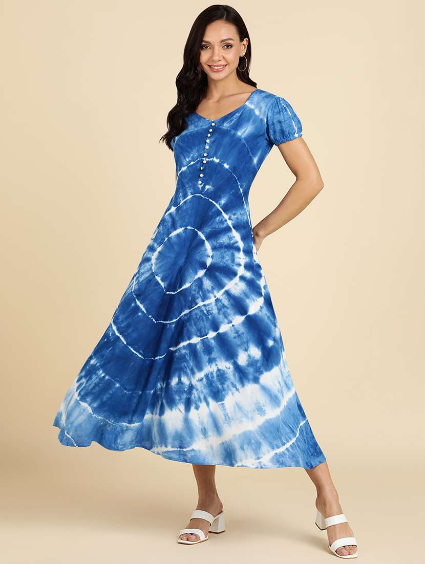 blue tie & dye maxi dress