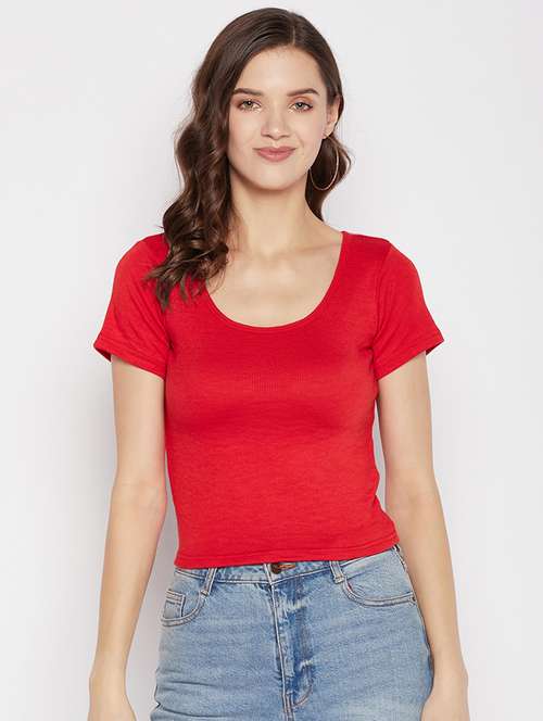 women's crop scoop neck top - 19723825 -  Standard Image - 0