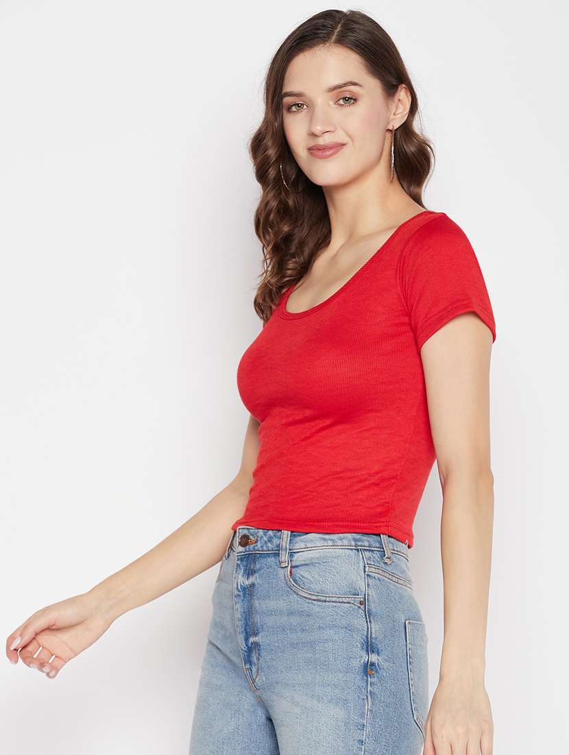 women's crop scoop neck top - 19723825 -  Standard Image - 1