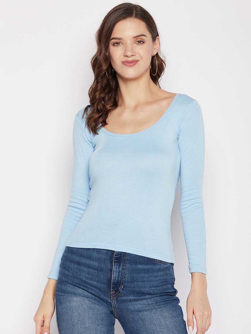 women scoop neck long sleeves top