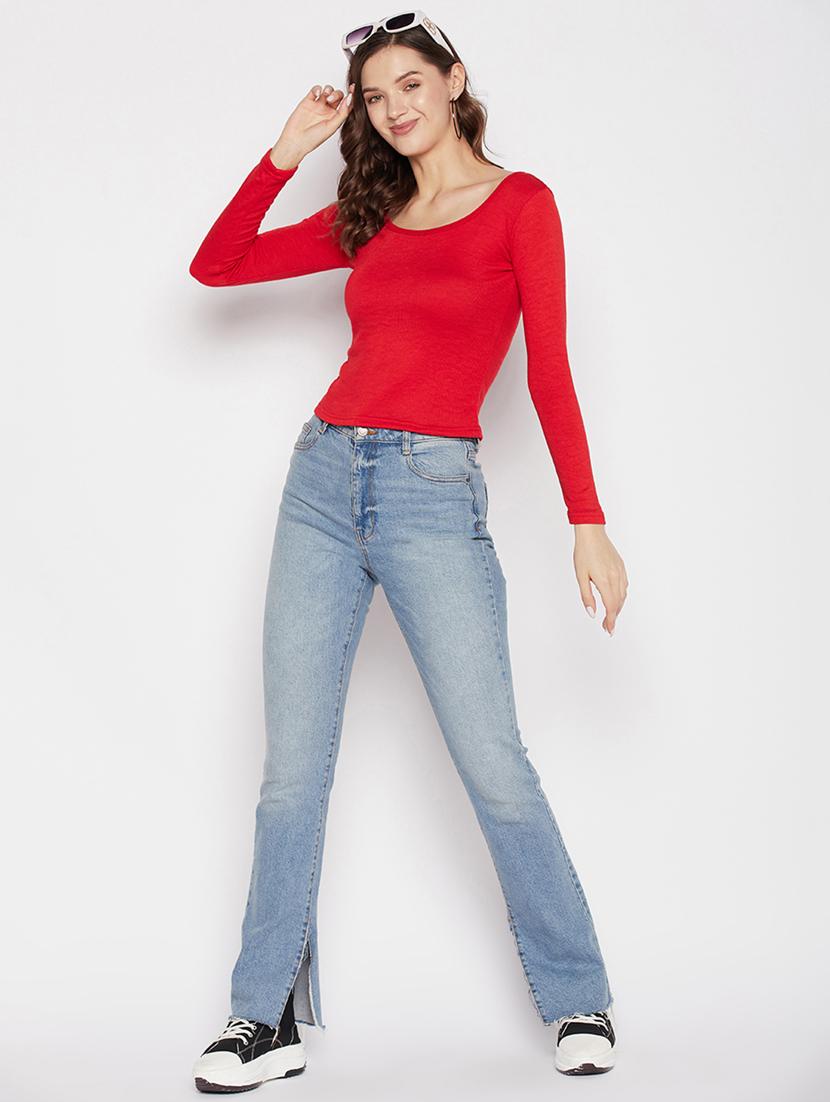 women's crop scoop neck top - 19723835 - Standard Image - 4
