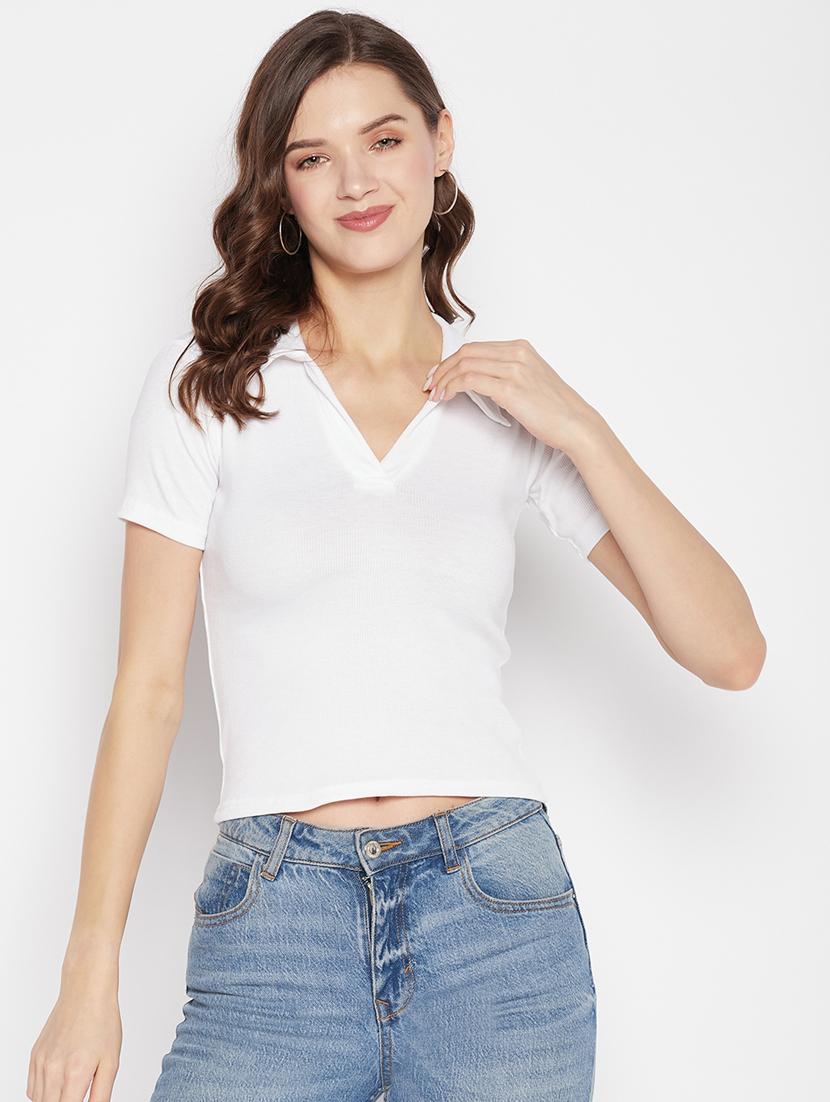 women's white collared top - 19723846 - Zoom Image - 0