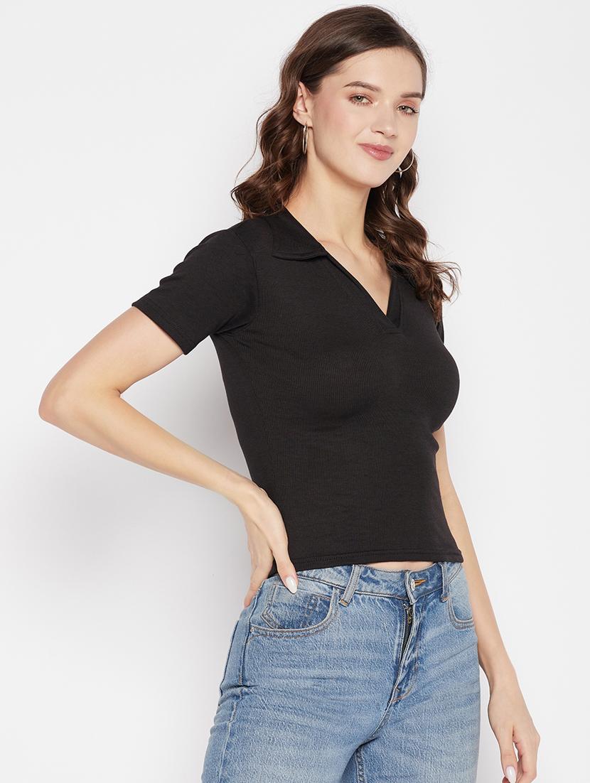 women's solid collared top - 19723848 -  Standard Image - 1