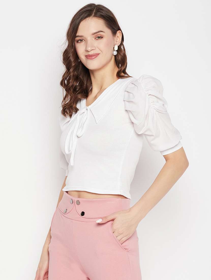 women's white v neck top - 19723864 - Standard Image - 1