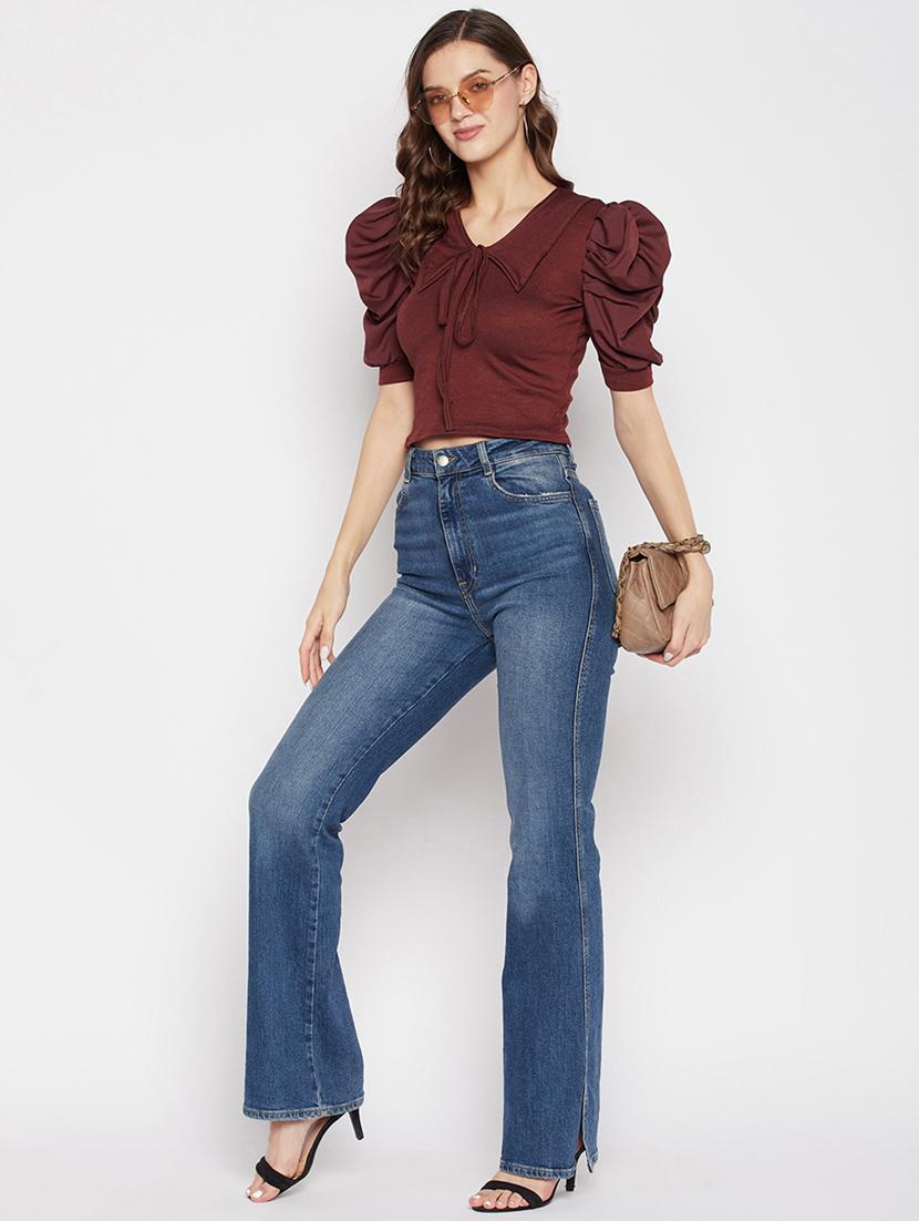 women's crop v neck top - 19723866 - Standard Image - 4