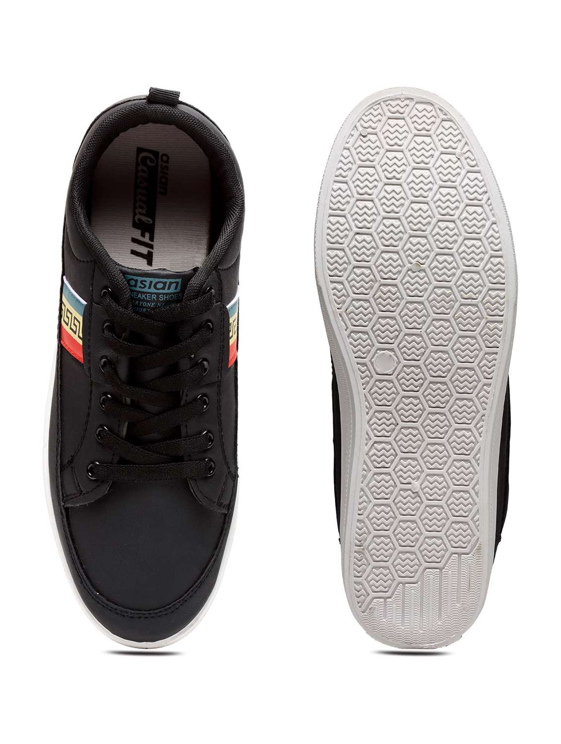 black synthetic lace up sneakers - 19724079 -  Standard Image - 4