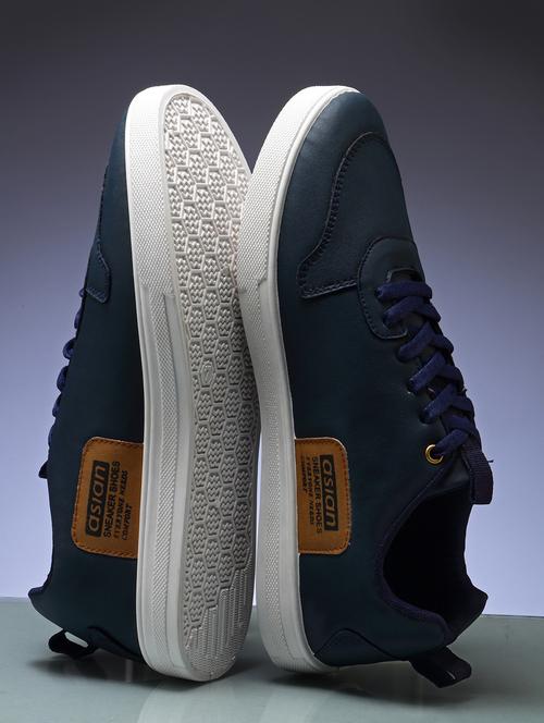 blue synthetic lace up sneakers - 19724081 -  Standard Image - 0