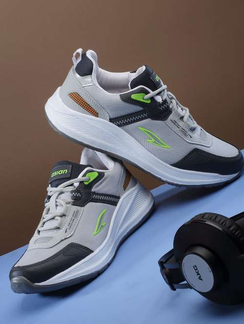 grey color block sport shoes - 19724217 - Standard Image - 0
