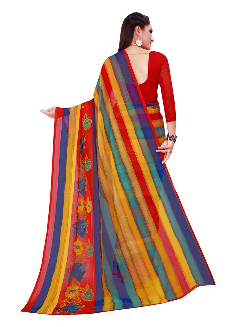 women's printed multi colored saree with blouse - 19727295 -  Standard Image - 1