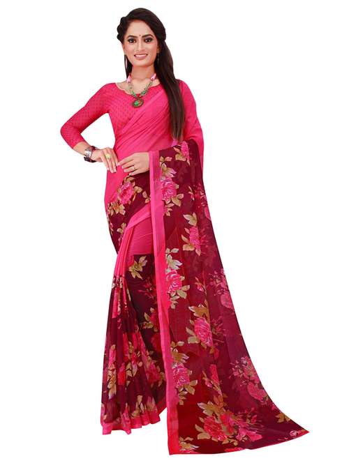 women's self design pink colored saree with blouse - 19727311 -  Standard Image - 0