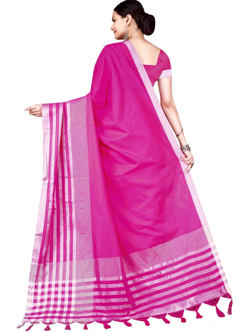 contrast bordered printed saree with blouse - 19727640 - Standard Image - 1