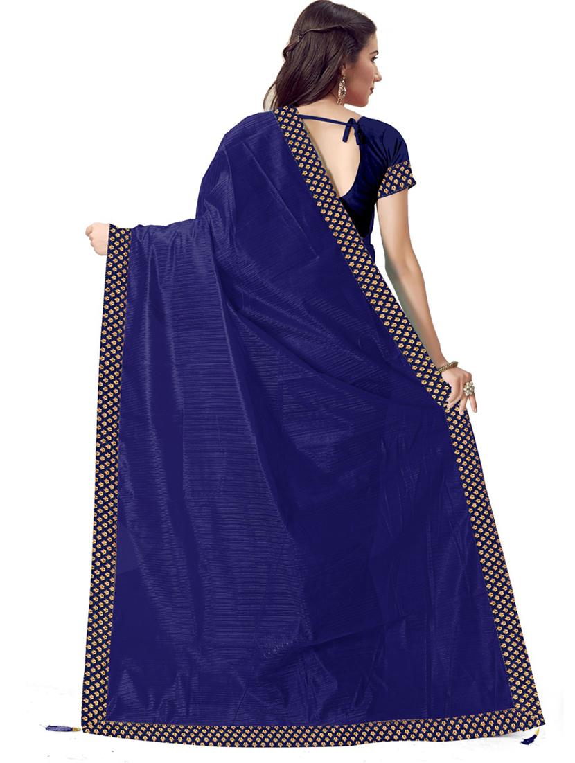 contrast bordered plain saree with blouse - 19727921 - Standard Image - 1