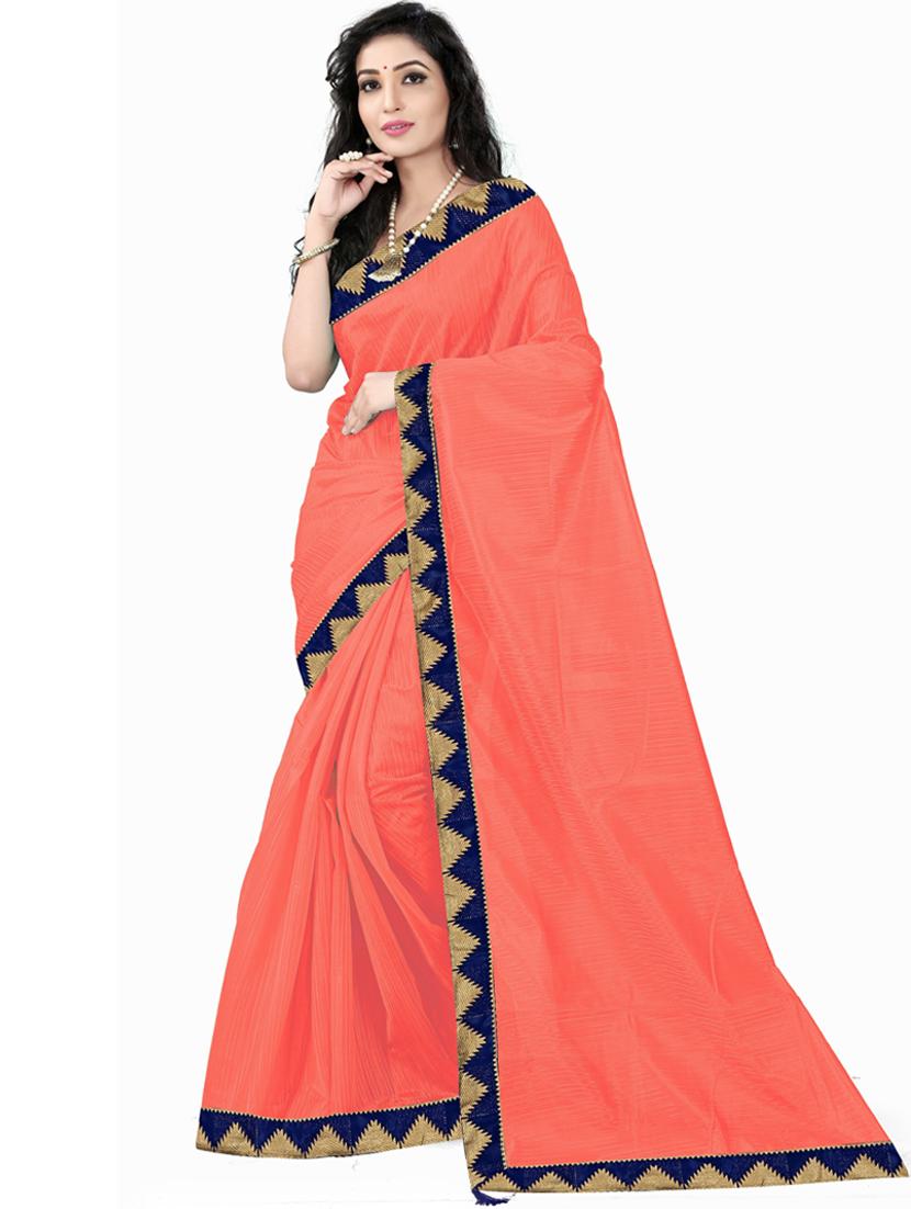 contrast bordered plain saree set with blouse - 19727930 -  Standard Image - 1