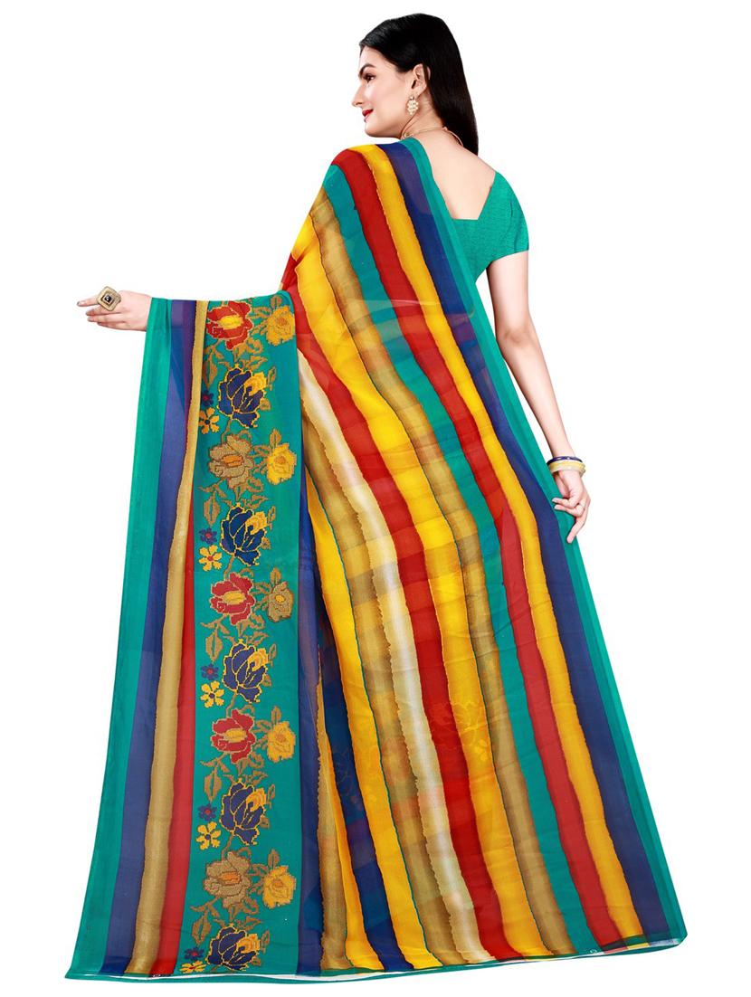 women's floral multi colored saree with blouse - 19728543 - Standard Image - 1