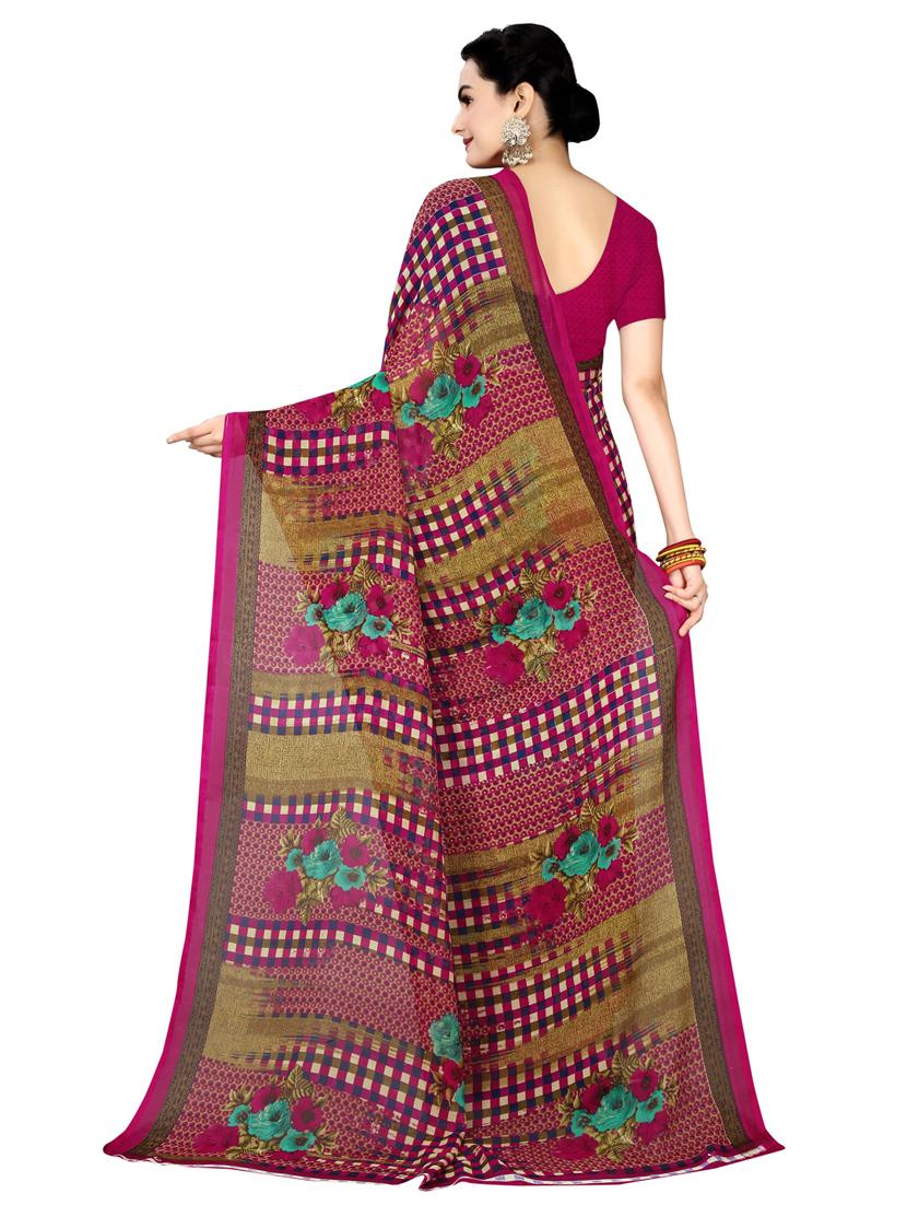 women's floral purple colored saree with blouse - 19728615 - Standard Image - 1