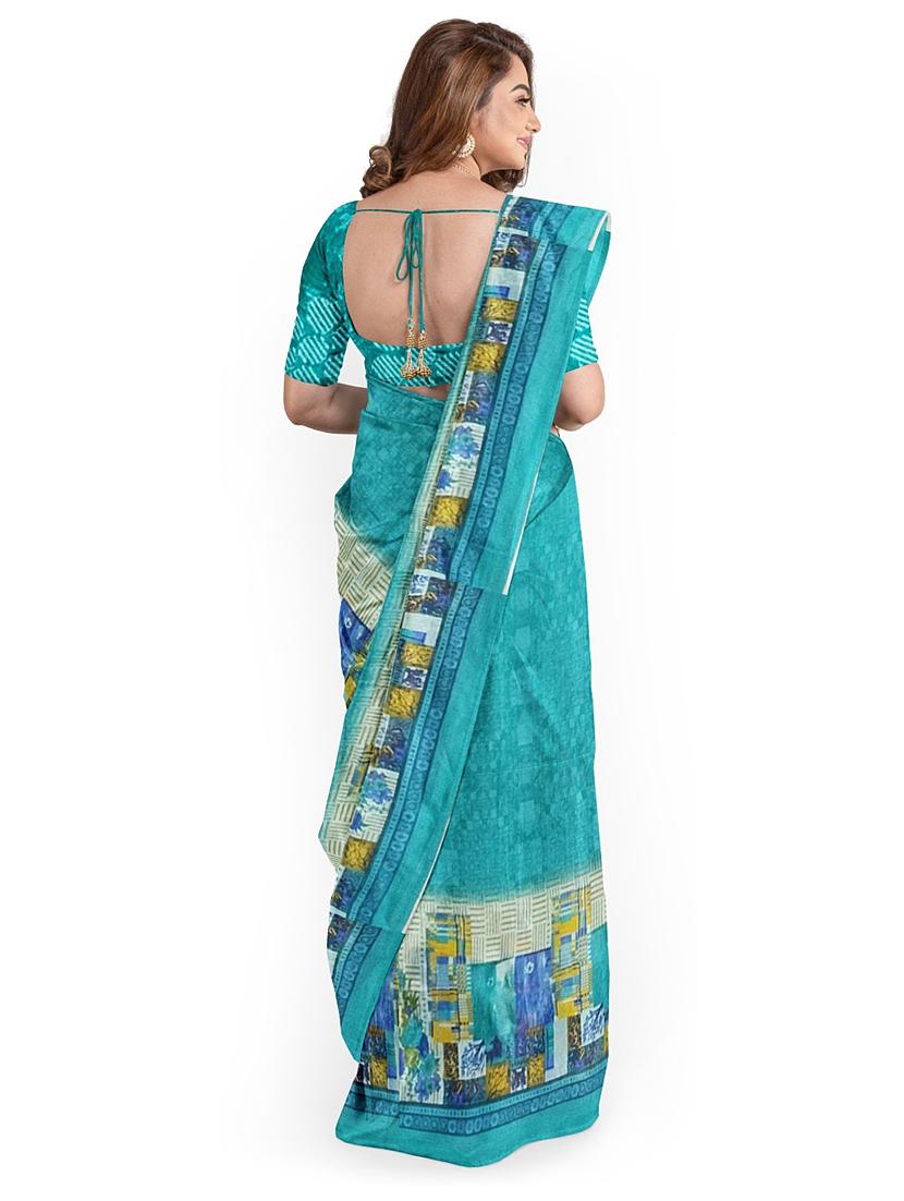 women's self design aqua blue colored saree with blouse - 19728646 -  Standard Image - 1