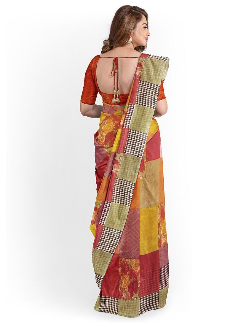women's floral multi colored saree with blouse - 19728679 - Standard Image - 1