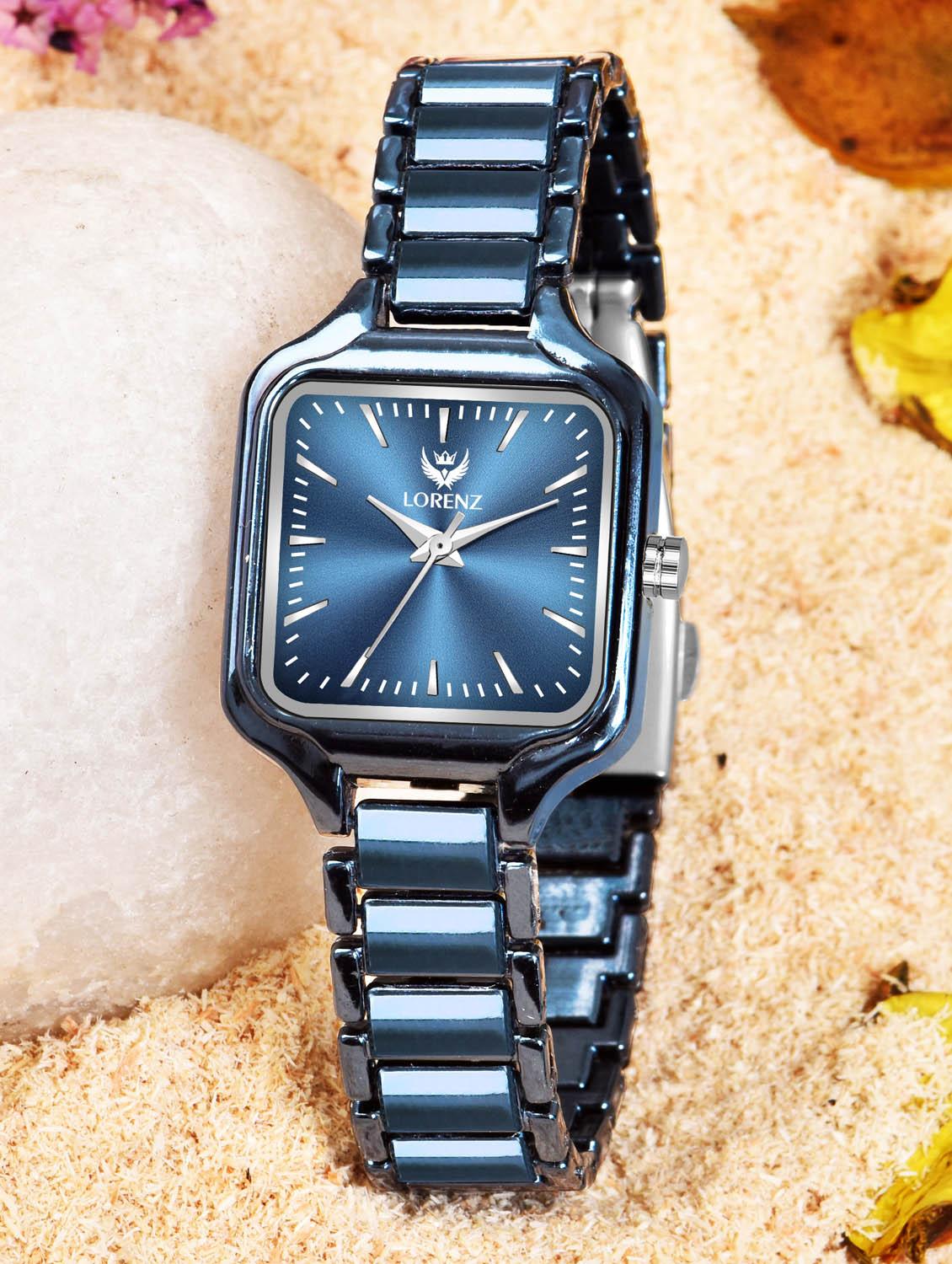 lorenz metallic blue analogue wrist watch for women | square dial women's watch | as-123a - 19730856 - Zoom Image - 0