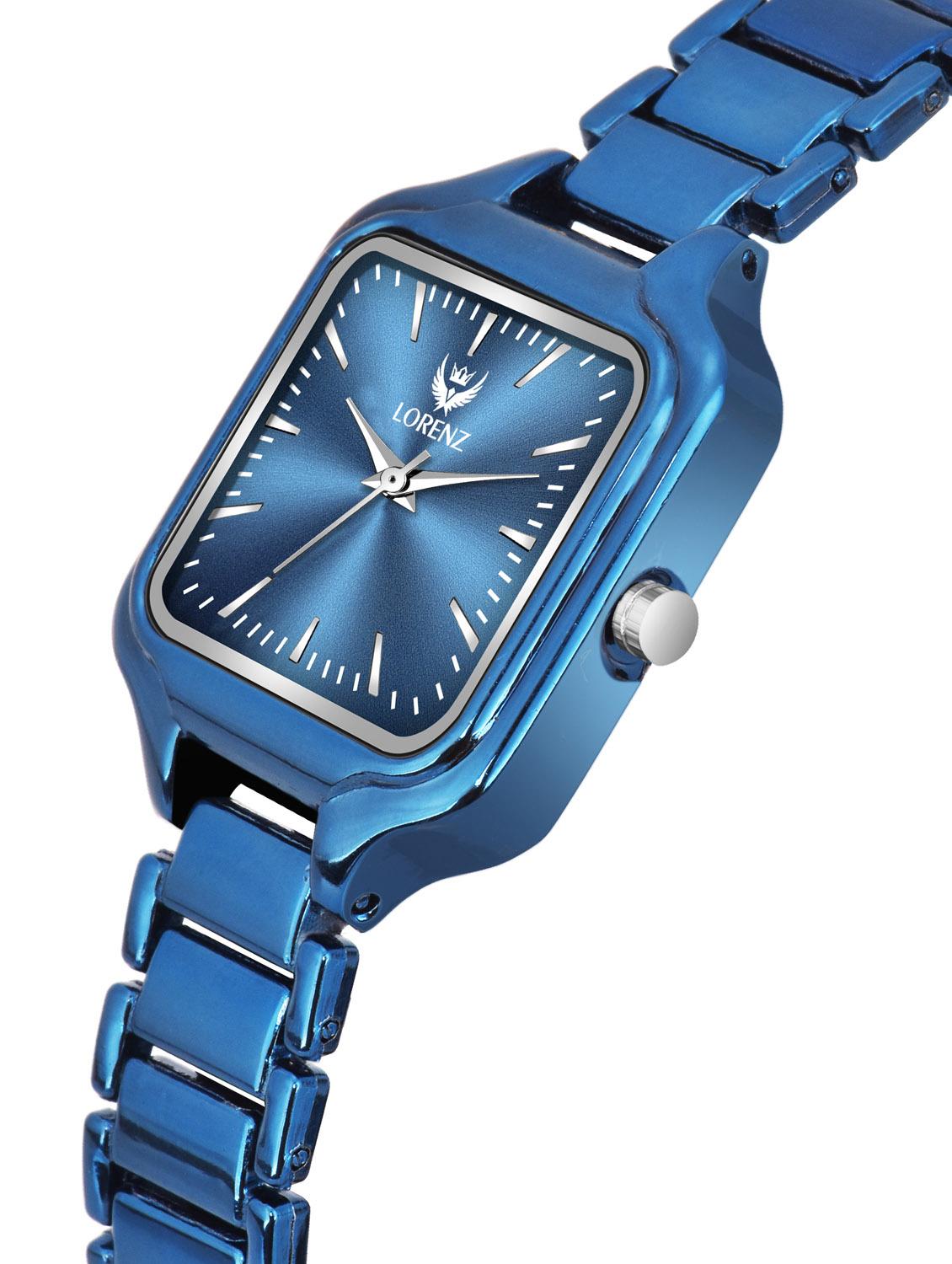lorenz metallic blue analogue wrist watch for women | square dial women's watch | as-123a - 19730856 -  Standard Image - 1