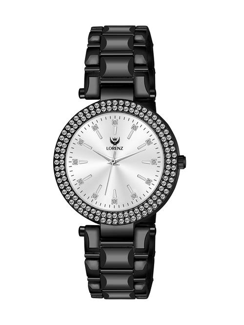 lorenz black analogue women's watch with stone studd & metallic strap | as-130a - 19730863 - Standard Image - 0