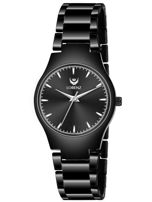 lorenz classic black analogue watch for women with metallic chain - 19730866 -  Standard Image - 0