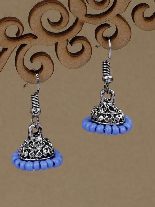 purple silver plated jhumka earring - 19734091 -  Standard Image - 0