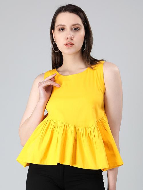 women's peplum round neck top - 19734163 - Standard Image - 0