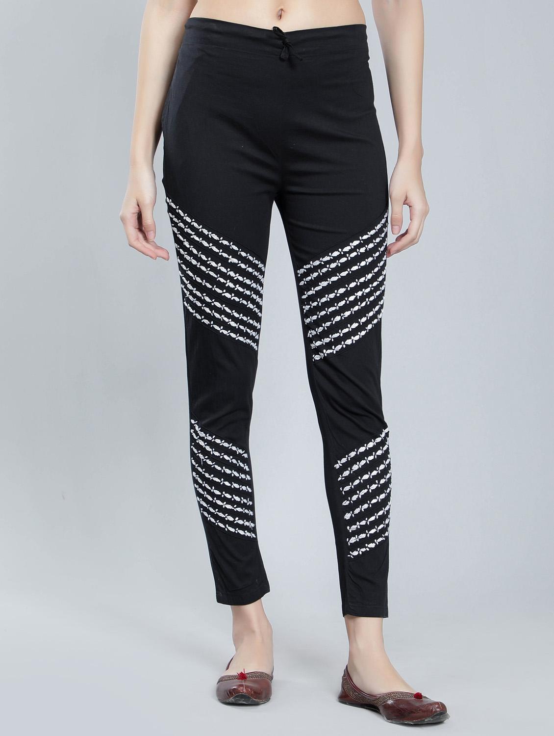 black embroidered straight pants - 19734250 - Zoom Image - 0