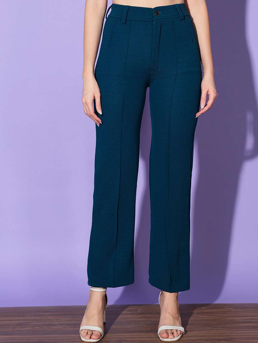 women solid bootcut trouser
