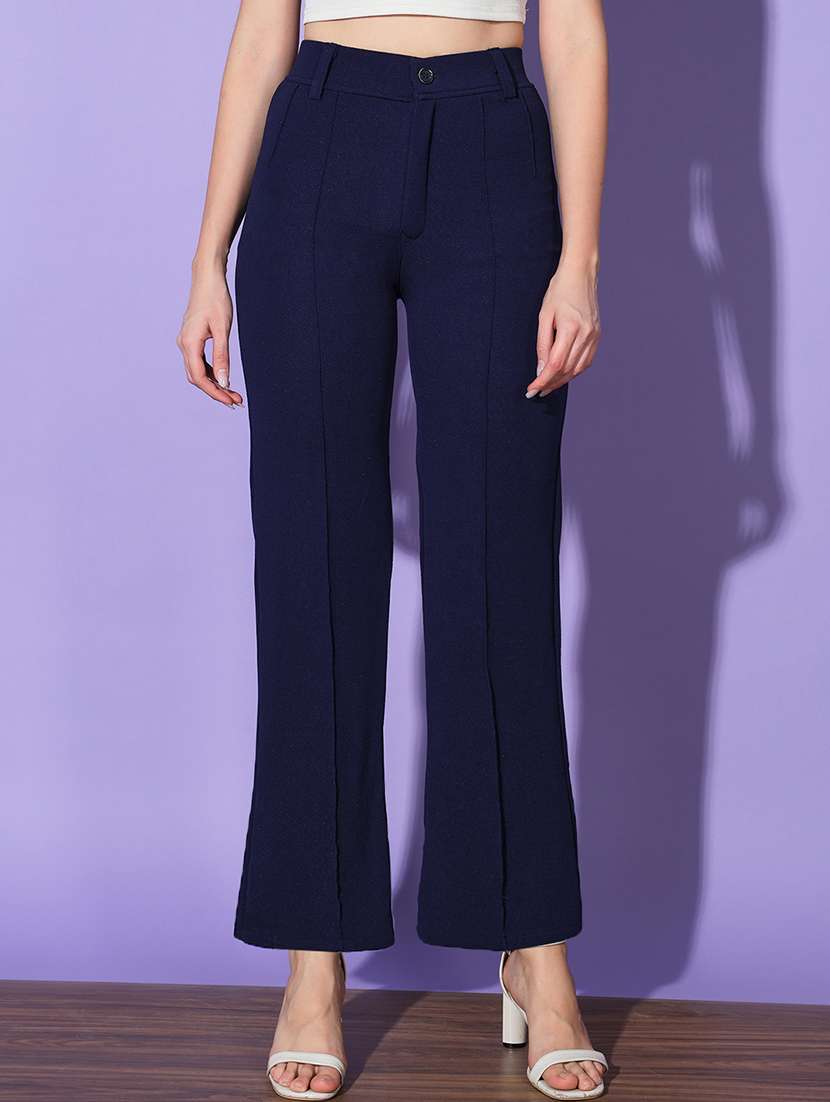 women solid bootcut trouser