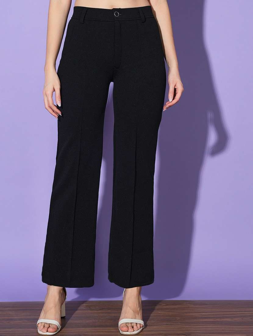 women solid bootcut trouser