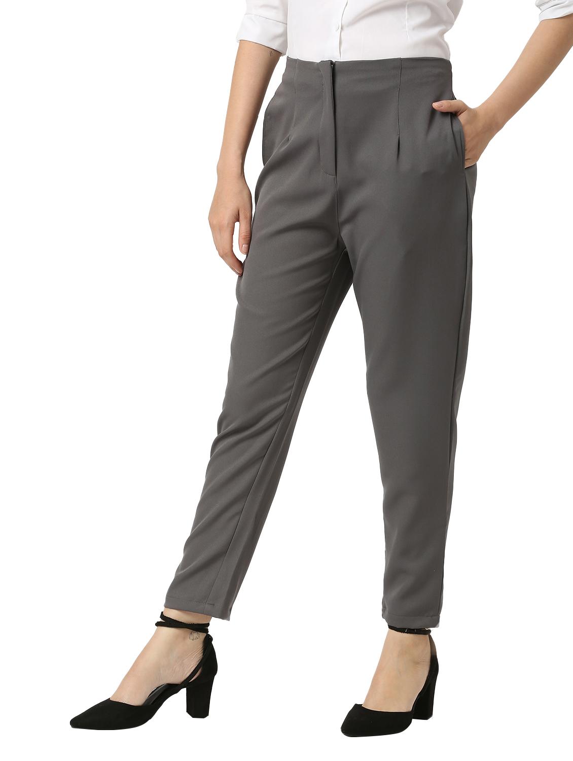 solid cotton lycra flat front trouser - 19734383 -  Standard Image - 1